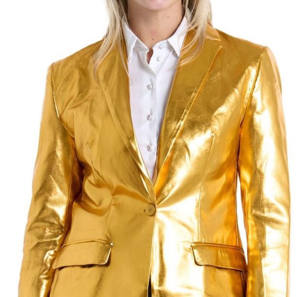 Oppo Shimmering Metallic Gold Blazer, Size: 4 - Picture 2 of 5